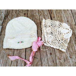 Antique lot crochet baby hat Wool/cotton